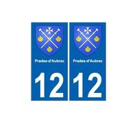 12 Prades d'Aubrac Aveyron blason autocollant plaque immatriculation - Angles : droits