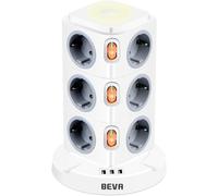 12 Prises Tour Multiprise Avec Interrupteur Et Veilleuse + 2 M Câble, 2500W/10A Prise Multiple Usb Et 3 Usb-A, Multiprise Electrique Avec Protection Contre Les Surtensions + Parafo[DYB981365]