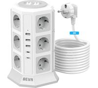 12 Prises Tour Multiprise Parafoudre Avec 2 Usb-C (15W)+3 Usb-A +Câble 2M,2500W/10A Prise Multi De Avec 2 Interrupteur, Multiprise Electrique Protection Contre Surcharges Et Surten[DYB980850]