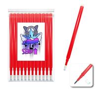 12 Recharges BLU Pilot Friction compatible XXL pour stylo gel effaçable pointe 0,7. bâton d'écriture à l'école, sur tissu et cuir thermo-effaçable (rouge)