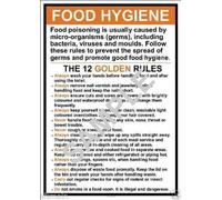 12 règles d'or A4 Affiche plastifiée Hygiène alimentaire