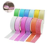 12 Rollen Tape Rubans Pailletés Colorés et Décoratifs Ruban Adhésif Decoratif Couleur Adhésif Masking Tape pour DIY Décoratifs, Artisanat, Scrapbooking,Cadeaux, Décoration,Journal
