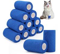 12 Rolls Of Self-Adhesive Bandage 10.5 Cm X 4.5 M Cohesive Tape For Humans,Adhesive Strapping Tape For Sports,Animals,Ankle Swelling (Blue)
