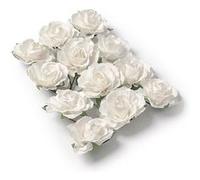 Générique - 12 roses à piquer - blanches 3,5 cm