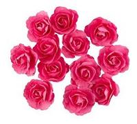 12 roses papier décoratif adhésif 3.5cm fuchsia - artifetes 93472 Rose G
