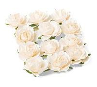 12 roses papier sur tige 3.5cm ivoire - artifetes 77341 Gris G