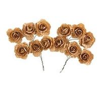 12 roses papier sur tige 3.5cm kraft - artifetes 93493 Gris G