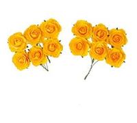 12 roses papier sur tige 3.5cm ocre - artifetes 93854 Jaune G