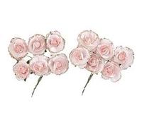 12 roses papier sur tige 3.5cm rose champagne - artifetes 93495 Rose G