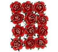 12 roses papier sur tige 3.5cm rouge or - générique 97162