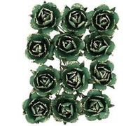 12 roses papier sur tige 3.5cm vert anglais or - générique 97164