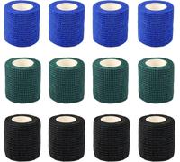 12 Rou Disposable Grip Tattoo Tape, Tattoo Machine Accessories, Tattoo Machine Accessories, Non-Slip Tattoo Attachment Tape For Tattoo, Self-Adhesive Tattoo Bandage (Black, Blue, Cyan, 4 5 Cm X 4.5