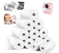 12 Rouleau Papier Appareil Photo Enfant,Papier Appareil Photo Enfant Autocollant,Papier Thermique Appareil Photo Enfant,Rouleau Imprimante Thermique Autocollant,Papier Thermique Autocollant(57* 55mm)