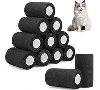 12 Rouleaux Bandage Autoadhésif, 10.5cmx4.5m Bande Cohesive pour Les Humains, Bande Strapping Adhésif pour Sports,Animaux,GonflementDes Cheville (Noir)