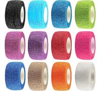 12 Rouleaux Bandage AutoadhéSif 2.5cm X 4.5m Bande Cohesive,Bande Auto Agrippante,Pansement AdhéSif Non Tissé Pour Le Sport,IdéAl Pour Les Poignets,Les Chevilles Et Les Zones EnfléEs (Multicolore)