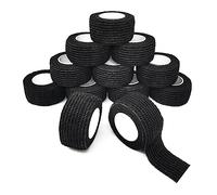 12 Rouleaux Bandage Autoadhésif, Bande Pansements non Tissées Medical, Strap Cohésive Elastique pour Doigt Poignets Cheville Genous et Premiers Secours 2.5cm X 4.5m (Noir)