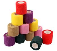 12 Rouleaux Bandage Autoadhésif, Pansements Elastique Bandage, Bandage Autoadhésif Cohésifs Sports, pour Poignets Cheville Mains Pieds (5cm x 4,5m)