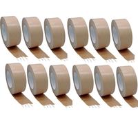 12 rouleaux de ruban d'emballage papier 50mm x 50m, RENFORCEMENT DES FILS - 130µ - fort pouvoir adhésif avec caoutchouc naturel, ruban adhésif écologique en papier kraft - ruban adhésif durable pour p