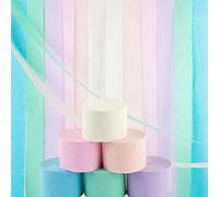 12 Rouleaux Papier Crépon Multicolore Banderole en Papier Crépon Fleuriste Bande Décoration bricolage pour Fabriquer des Fleurs Diverses Fêtes Anniversaire Mariage 6 Couleurs 4.CM*25M