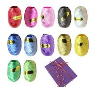 12 Rouleaux Rubans de Curling, 5 mm x 10m Arc-en-Ciel Ruban Curling Attache Ballon, Bricolage Artisanat Rubans Curling pour Emballage Cadeau Décoration de Mariage Fête Gâteau Bouquet