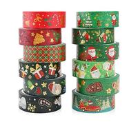 12 Rouleaux Washi Tape Noël Snowman de Flèche de Noël Tape Décoratif Washi Ruban de Papier Masking Tape de Noël Ruban Adhésif Ruban Emballage Cadeau de Vacances Décoratif pour Scrapbooking DIY Craft