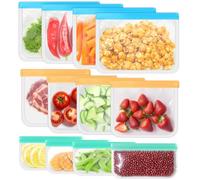12 Sac Congelation Reutilisable Sachet Congelation sac Congélation zip conservation des aliments sac rangement transparent fermeture sachet alimentaire pour légumes, lait, viandes