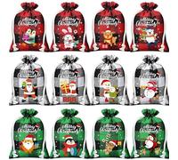12 sacs à bonbons for cadeaux de fête Noël, parfaits for, des et bien plus encore(12 Pieces (3 Color Grid*4),10 * 15cm)