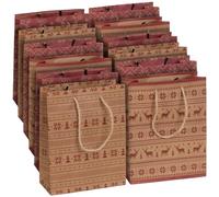 12 sacs cadeaux en papier kraft avec motif de Noël 23 x 18 x 8 cm [infactory]
