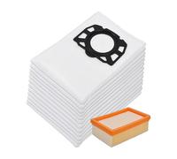 12 sacs d'aspirateur + 1 kit de remplacement de filtre plissé plat, compatible avec les aspirateurs multi-usages humides et secs Karcher WD4 WD5 WD6