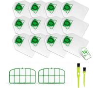 12 sacs d'aspirateur avec 2 filtres HEPA pour Vorwerk Kobold VK200 FP200, Accessoires Sacs à Poussière Rechange(12 sacs +2 filtres HEPA+1 brosses)