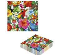 12 SERVIETTES DE TABLE JETABLE PAPIER HAWAÏ TOUCAN PERROQUET 33CM Multicolore