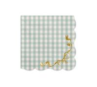 12 SERVIETTES DE TABLE JETABLE PAPIER VICHY NUD OR 33CM VERT