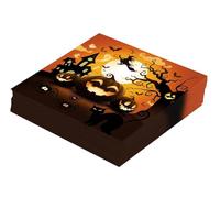 Fiestas Guirca - Serviettes citrouille jetables - 20 serviettes 16x16 cm - Orange/Noir