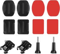 12 Sets Support de Fixations,2 Supports Incurvés et 2 Supports Plats pour Caméras d'action,Supports Adhésifs pour Caméra d'action,pour Gopro Hero Session/4/3/3+/2 et Autres Caméras d'action(Noir)