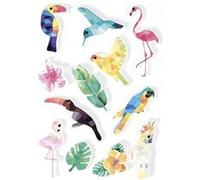 12 stickers 3D - Oiseaux tropicaux 6 cm Multicolore G
