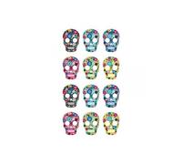 12 Stickers puffies Viva La Vida - Têtes de mort Multicolore G