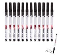 12 Stylo Indelebile Pointe Fine, Feutre Permanent Pointe Fine, Feutres noirs, 1 mm, l'Eau, aux UV, et Indélébiles, Parfaits pour Textile, Métal, Verre - Idéal pour Professionnels et Artistes