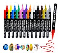 12 stylos à peinture acrylique, Stylo à peinture ultra fin, Marqueur de peinture acrylique à séchage rapide, utilisé dans la peinture de roche, le bois, les fournitures d'art de clip, bricolage.