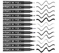 12 Stylos de Calligraphie Noirs - Ensemble de Lettrage à la Main, Feutres de Pointe Fine et Pinceau, Marqueurs de Calligraphie Imperméables pour Dessin, Croquis, Bullet Journal et Cartes de Vœux