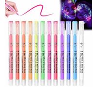 12 Stylos De Maquillage Uv NéOn Fluorescents,Peinture Pour Le Visage Et Corps Phosphorescente 2026,Stylos Tatouage Fluorescent Lavables,Couleurs Pour La DéCoration FêTes Et Festivals