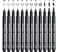 12 Stylos Fineliner Noirs, Stylos Feutre Noir Pointe Fine, Feutre Fin Noir, Stylos Micro Pour Liner Dessin, Fin Professionnel Dessin, Manga, Croquis, Bullet Journal, Art