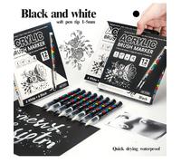 12 stylos marqueurs acryliques de qualité supérieure, noirs et blancs, à séchage rapide, imperméables, pour le dessin artistique, les travaux manuels et la création d’objets décoratifs. 12 white
