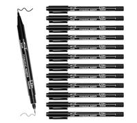 12 Stylos Noir a Pointe Fine, Marqueur Noir Indélébile Marqueurs Permanent Feutres Dessin Feutre Double Pointe Noire Professionnel Artist Pen pour Dessiner et Esquisser d'Illustration Signature