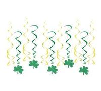 12 suspensions décoration spirale métalisée trèfle - générique 23236 Vert G