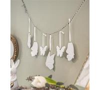 12 suspensions décoratives "Papillon" en porcelaine, blanc, hauteur 9 cm, ailes de papillon à suspendre, décoration de fenêtre