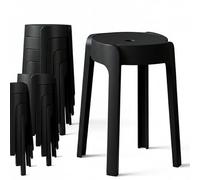 12 Tabourets Gigognes empilables BM Home Tab-Noir en Plastique, légers pour la Maison, Salle de Classe, Cuisine, Jardin