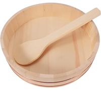 12 Tailles en Bois Hgiri Sushi Bol De Riz Japese Sushi Mixing Tub Barrel Copper BD avec Bois pour La Restauration à La Maison, White, 33x7.5cm