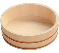 12 Tailles en Bois Sushi Riz Bol Mélangeur Baignoire Poêle De Fabrication De Riz avec Bande De Cuivre pour Restaurant De Sushis, 27x7.5cm