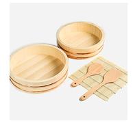12 Tailles Hangiri Sushi Oke Récipient De Mélange De Riz Avec 1 X Tapis De Sushi En Bambou Et 2 X Palette De Riz, Kit D'accessoires De Service Pour La Fabrication De Sushis 4 Pièces,27cm/10.6in