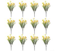 12 tiges de fleurs artificielles résistantes aux UV pour une utilisation en extérieur sur les porches, terrasses, pelouses, cimetières et décorations d'événements spéciaux (orange)